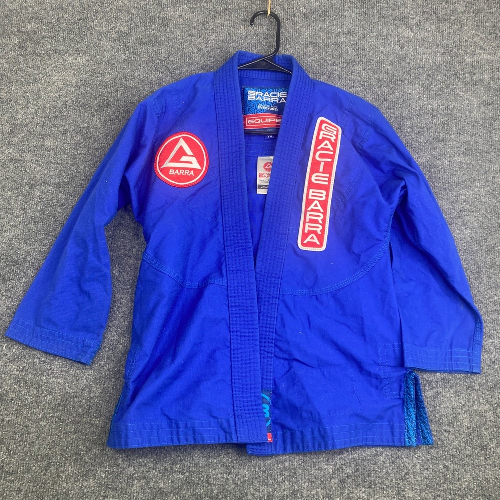 Gracie Barra Equipe GB Edition Kids BJJ Gi Top Blue Size Y4 Jiu Jitsu Kimono